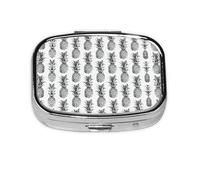 Tropical Theme Pineapple Fruit Pattern Print Pill Box, 2 Large Compartmensts to Moistureproof Portable Pill Box Organiser for Travel