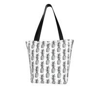 Tropical Theme Pineapple Fruit Pattern Print Tote Bag For Women, Reusable Large Ladies Shoulder Bag Large Capacity Shopping Totes Fasion Handbag For Office, Shopping, Travel