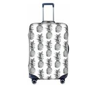 Tropical Theme Pineapple Fruit Pattern print Washable Travel Luggage Cover Abstract Colorful Print Luggage Suitcase Protector, White, Medium, White, Medium