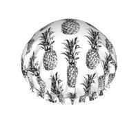 Tropical Theme Pineapple Fruit Pattern Reusable Shower Cap,Double Layer Water Shower Non Wetting Hair Cap,Large Size For All Hair Lengths