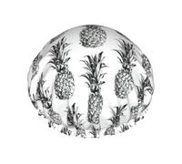 Tropical Theme Pineapple Fruit Pattern Shower Caps Women Men Reusable Waterproof Non-Slip Quick-Dry Hair Large Cap Long Short Hair