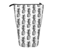 Tropical Theme Pineapple Fruit Pattern Vertical Retractable Pencil Case Stationery Box Adult Office Organizer Box