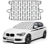 Tropical Theme Pineapple Fruit Pattern Windproof Car Windshield Snow Cover Anti-Theft Door Flaps UV Resistant Waterproof Wiper Protector for All Vehicles