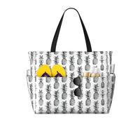 Tropical Theme Pineapple Fruit Patternprint Large Capacity Beach Travel Bag,With Zipper And Pockets For Travel Vacation Gym