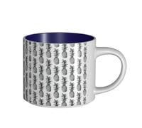 Tropical Theme Pineapple Pattern Printing Large-Capacity Ceramic Mugs, Versatile Cups for Coffee,Tea,Easy to Hold,Perfect for Workspaces