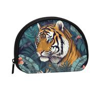 Tropical Tiger Coin Purse Personalized Coin Bag for Women Men Change Purse Small Wallets with Zipper Mini Shell Coin Pouch Outdoor Shopping Change Storage Bag Handbags Gifts
