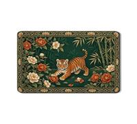 Tropical Tiger Dish Drying Mats for Kitchen Counter, Green Floral Absorbent Rubber Drainer Mat, Summer Jungle Pu Leather Drying Pad for Coffee Bar 12x20 Inch