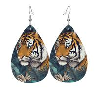 Tropical tiger Leather Earrings Dangle Drop Earring Lightweight Teardrop Earrings Vintage Bohemian Earring for Women Christmas Birthday Gift Fashion Jewelry