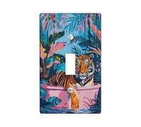 Tropical Tiger Light Switch Cover Plates/Outlet Covers, Jungle Blue Paradise for Wall Decor, Decorative Wall Plates,Standard Size Single Toggle
