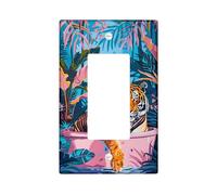 Tropical Tiger Light Switch Cover Plates/Outlet Covers, Jungle Blue Paradise for Wall Decor, Decorative Wall Plates,Standard Size Single Rocker