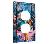 Tropical Tiger Light Switch Cover Plates/Outlet Covers, Jungle Blue Paradise for Wall Decor, Decorative Wall Plates,Standard Size Single Duplex Outlet