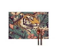 Tropical Tiger Placemats Set of 4 Non-Slip Heat Resistant Table Mats Canvas Washable Cloth Place Mats Easy to Clean Premium Placemat for Kitchen Dining Table Decoration