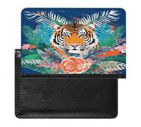 Tropical Tiger Print Passport Holder PU Leather Slim Passport Cover with Card Slots Travel Document Holder Cover