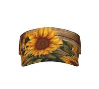 Tropical Tiger Sport Sun Visor Hats Adjustable Empty Top Baseball Cap for Women Men Sun Protection Cap Hats, Paint Wooden Board Sunflower, One Size