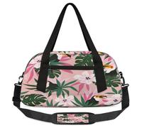 Tropical Toucan Flower Kids Overnight Duffle Bags for Girls Boys, Bird Lightweight Sports Gym Bag for Kids,Small Overnight Weekender Carry on Travel Bags Dance Bag, Tropical Toucan Flower, 18.5L x