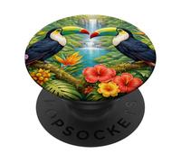 Tropical Toucans Waterfall Jungle Paradise PopSockets Adhesive PopGrip