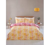 Rapport Home Tropical Trails Kingsize Duvet Set - Yellow & Pink Palm Leaf Bedding - Vibrant Tropical Design