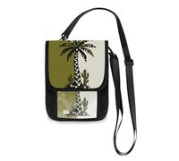 Tropical Tree Green Beige Travel Wallet Passport Holder Travel Organizer Slim Lightweight Crossbody Bag with Adjustable Strap
