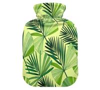 Tropical Tree Leaf Green and Yellow hot Water Bottles with Soft Cover, 2L Warmer Bag for Menstrual Cramps,Menstrual Cramps,bolsas de agua Caliente para Dolores