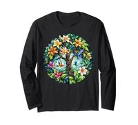 Tropical Tree of Life with Hummingbirds and Flowers Long Sleeve T-Shirt