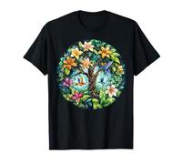 Tropical Tree of Life with Hummingbirds and Flowers T-Shirt