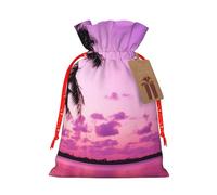 Tropical Tree Pink Print Drawstring Bags Burlap Gifts Bag With Drawstring Gift Bags For Wedding/Party/Festival/Storage