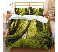 Tropical Trees Double Duvet Cover Sets Green Patterns Bedding Set 3D Print Quilt Cover 200x200 cm Soft Microfiber Lightweight with Zipper Closure and 2 Pillowcases i-76