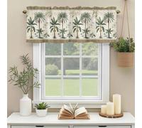Tropical Trees Valances for Windows, Vintage Country Banana Palm Tree Brown Border Rod Pocket Valance Short Window Treatments Curtains for Kitchen Bathroom Bedroom Decor, 42 x 18 Inches