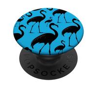 Tropical Trendy Bird Animals Trendy Cool 80s Flamingo Blue PopSockets Adhesive PopGrip
