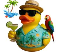 Tropical Tribute Duck Doll,Resin Rubber Duck Memorial Decor,Parrot Ducks Party Decorations,Funny Tropical Music Tribute Duck Doll,Home & Beach Décor (1 pcs)