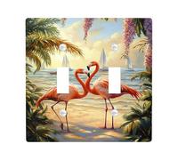 Tropical Tropical Bird Light Switch Cover Plate/Outlet Covers, Coral Peach Summer Design for Beach House Decor, Thermoplastic Wall Plates, Standard Size Double Toggle