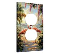 Tropical Tropical Bird Light Switch Cover Plate/Outlet Covers, Coral Peach Summer Design for Beach House Decor, Thermoplastic Wall Plates, Standard Size Single Duplex Outlet