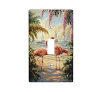 Tropical Tropical Bird Light Switch Cover Plate/Outlet Covers, Coral Peach Summer Design for Beach House Decor, Thermoplastic Wall Plates, Standard Size Single Toggle