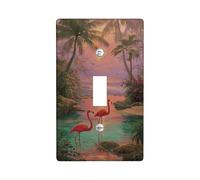 Tropical Tropical Bird Light Switch Cover Plates/Outlet Covers, Peach Birds with Palm Trees for Home DÉCor, Thermoplastic Wall Plates, Standard Size Single Toggle