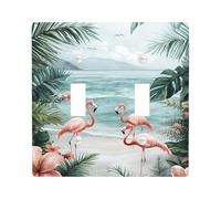 Tropical Tropical Bird Light Switch Cover Plates/Outlet Covers, Peach Flamingos for Coastal Decor, Thermoplastic Wall Plates, Standard Size Double Toggle