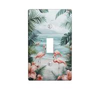 Tropical Tropical Bird Light Switch Cover Plates/Outlet Covers, Peach Flamingos for Coastal Decor, Thermoplastic Wall Plates, Standard Size Single Toggle