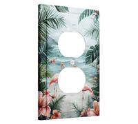 Tropical Tropical Bird Light Switch Cover Plates/Outlet Covers, Peach Flamingos for Coastal Decor, Thermoplastic Wall Plates, Standard Size Single Duplex Outlet