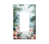 Tropical Tropical Bird Light Switch Cover Plates/Outlet Covers, Peach Flamingos for Coastal Decor, Thermoplastic Wall Plates, Standard Size Single Rocker