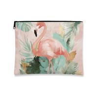 Tropical Tropical Bird Makeup Bag, Peach Palm Leaves Cosmetic Travel Pouch for Women, Waterproof Large Zipper Organizer, Summer Gift Skincare Toiletry Bag, Peach, 7x9 Inch, Tropical Bird