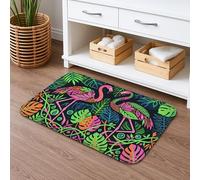 Tropical Tropical Bird Quick Dry Bath Mat, Colorful Leaves Pattern Absorbent Non Slip Shower Mat, Summer Decorative Flannel Washable Bath Rugs for Bathroom Toilet Restroom 16x24 Inch