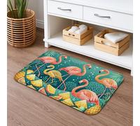Tropical Tropical Bird Quick Dry Bath Mat, Vibrant Peach Birds Absorbent Non Slip Shower Mat, Summer Decorative Flannel Washable Bath Rugs for Bathroom Toilet Restroom 16x24 Inch
