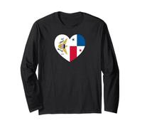 Tropical U.S. Isles and Panama Flags: Heart Shaped Unity Long Sleeve T-Shirt