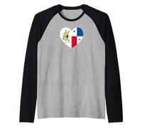 Tropical U.S. Isles and Panama Flags: Heart Shaped Unity Raglan Baseball Tee