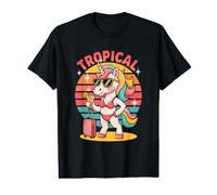 Tropical Unicorn Summer Vacation Sunset Vibes Value Graphic T-Shirt