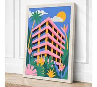 Tropical Urban Apartment Canvas Wall Art Print 18x12 Inch (46 x 30 cm)