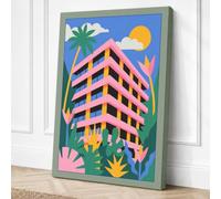 Tropical Urban Apartment Canvas Wall Art Print 30x20 Inch (76 x 51 cm)