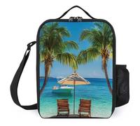 Tropical Vacation at The Beach Lunch Bag Portable Lunch Box Cooler Bags Container Tote Bag for Women Men