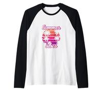 Tropical Vibes Beach Sunset Palms Retro Summer Energy Raglan Baseball Tee