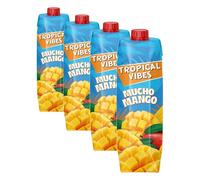 Tropical Vibes Mucho Mango Juice, 1L (Pack of 4) Refreshing Mango Drink, Sweet & Tangy Mango Flavour, Ideal for Refreshment, Smooth Taste, No Added Preservatives, 100% Pure Mango Juice