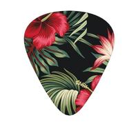 Tropical Vintage Red Hibiscus Strelitzia Floral,12 Pcs Guitar Pick,3 Different Thickness Plectrums for Acoustic Guitar Bass Ukulele (0.46mm 0.96mm 0.71mm)